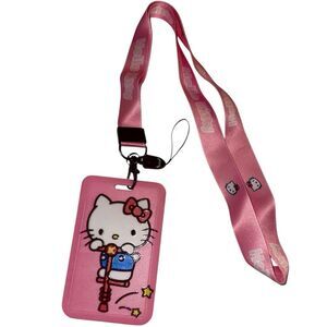 Hello Kitty PVC Card Holder Sanrio Original Anime Lanyard ID Protective Case